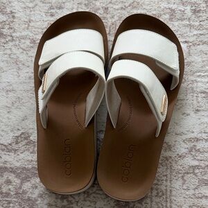 Cobian Women's White and Brown Adjustable Sandals